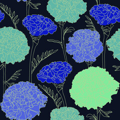 Carnation fields, floral repeating pattern design