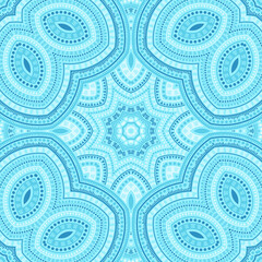 Persian authentic mosaic vector seamless pattern. Textile patchwork design. Delicate mexican motif. Porcelain print design. Flower and leaves elements texture.