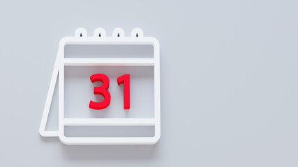 calendar minimal icon Symbol in 3D rendering isolated on white gray background