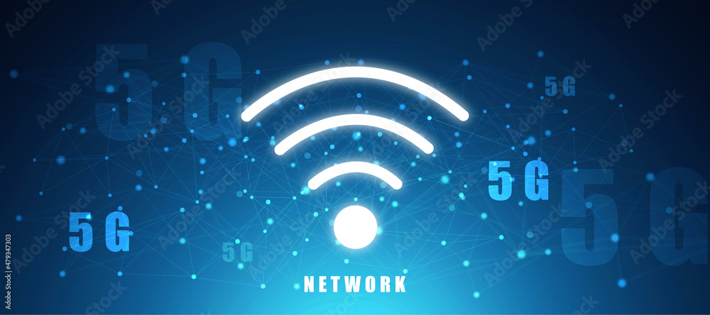 Poster 2d rendering 5g network 5g connection with wifi