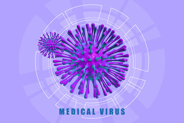 Obraz premium 3d render Corona virus microscopic view 