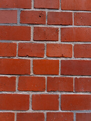 brick wall with red bricks, background, texture