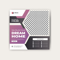 We build your dream home for sale social media marketing post template design