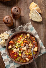 Bowl of vegetable beef soup
