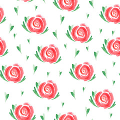 Watercolor roses seamless pattern. Template for decorating designs and illustrations.	
