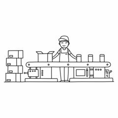 belt conveyor doodle icon, vector color line illustration