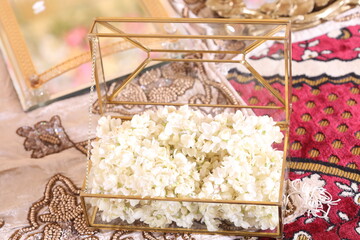 jasmine flowers in a glass box