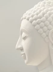 Foto op Canvas face of white stone buddha © kiddeephoto