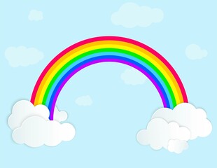 
The rainbow icon. Cartoon, childish image. Logo design. Cute multicolored vector illustration. Home decoration. Forms for printing.