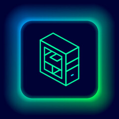 Glowing neon line Computer icon isolated on black background. PC component sign. Colorful outline concept. Vector