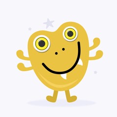 Funny Space Monster. Cute Alien, Planets, Rockets, UFOs. Isolated on a white background. Vector illustration.