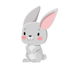 Fototapeta na wymiar Vector cute grey bunny easter symbol rabbit