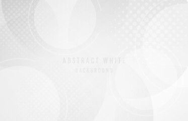 Abstract gradient white and gray circle geometric overlapping design artwork template. Overlapping with halftone pattern background. Illustration vector - 479352174