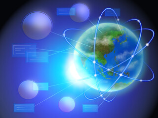 グローバルネットワーク通信のスペースアブストラクトグラフィック背景（アジア）