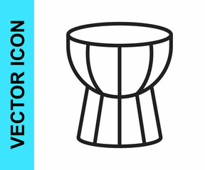 Black line African darbuka drum icon isolated on white background. Musical instrument. Vector