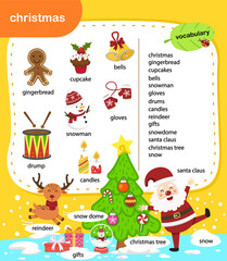education vocabulary christmas vector illustration