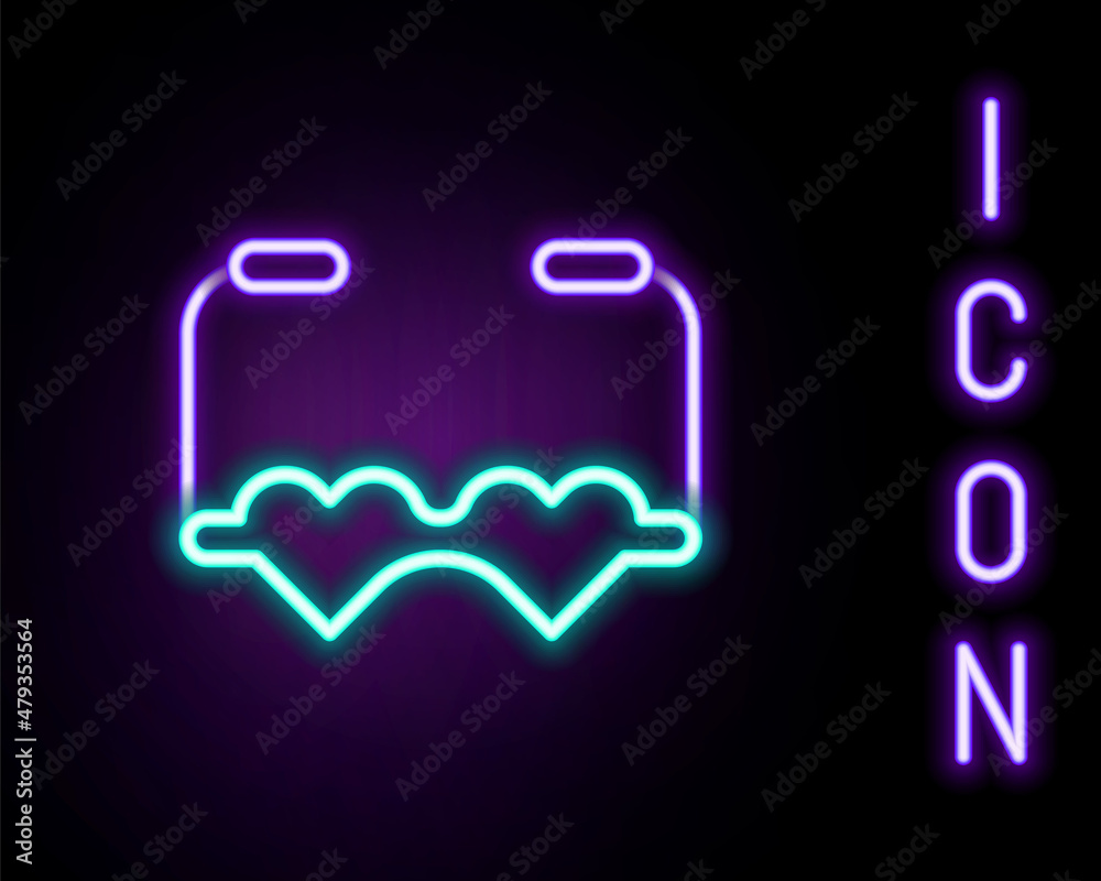 Wall mural glowing neon line heart shaped love glasses icon isolated on black background. suitable for valentin