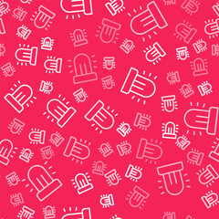 White line Flasher siren icon isolated seamless pattern on red background. Emergency flashing siren. Vector