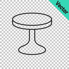 Black line Round table icon isolated on transparent background. Vector