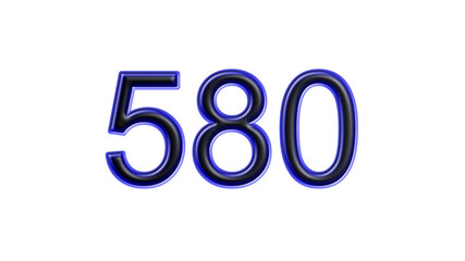 blue 580 number 3d effect white background