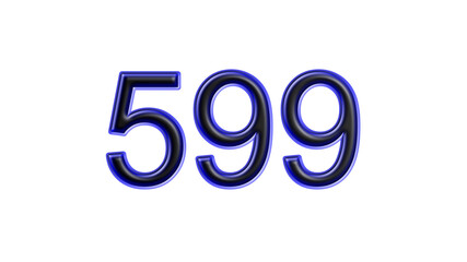 blue 599 number 3d effect white background
