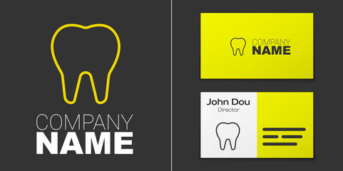 Logotype line Tooth icon isolated on grey background. Tooth symbol for dentistry clinic or dentist medical center and toothpaste package. Logo design template element. Vector