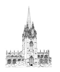 Oxford university buildings. University Church of St Mary the Virgin, sketch