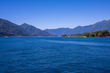 View of the Lake Maggiore, between the lovely cities of Locarno and Ascona, Ticino, Southern Switzerland