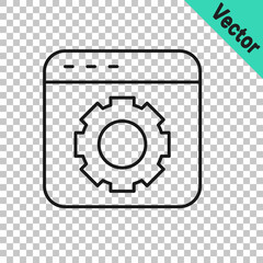 Black line Browser setting icon isolated on transparent background. Adjusting, service, maintenance, repair, fixing. Vector