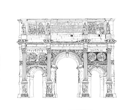 Arch of Constantine, Rome. Italy. Detailed sketch