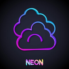 Glowing neon line Cloud icon isolated on black background. Vector