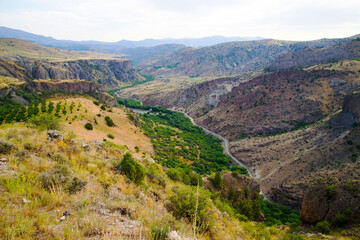 Fototapeta na wymiar Mountain landscapes of peaks and ridges of Armenia