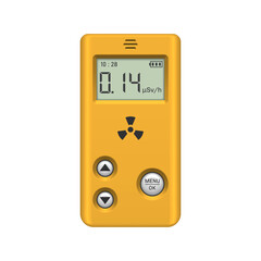 Realistic radiation meter on white background. Radiation dosimeter. Vector illustration.