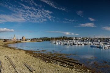view on the harbor of Camaret sur mer in finistere in Brittany