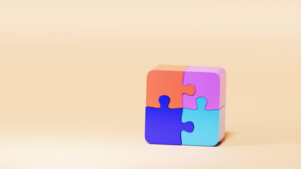 3D jigsaw puzzle pieces . Team work and Business concept solution. 3d illustration.