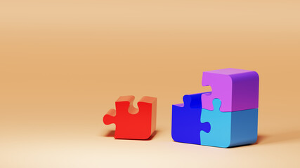 3D jigsaw puzzle pieces . Team work and Business concept solution. 3d illustration.