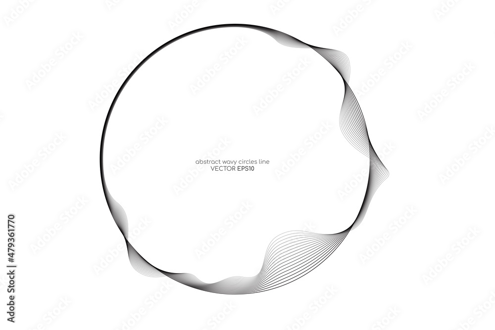 Aufkleber Vector abstract circles lines wavy in round frame black isolated on white background with empty space for text
