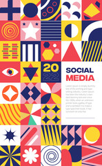 neo geo trending grid design with geometrical shapes
for social media stories 
