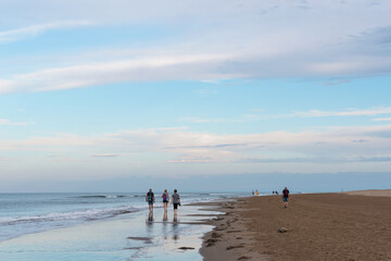 Fototapeta na wymiar Walking on La Marquesa beach-Delta del Ebro