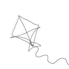 SIMPLE LINE DRAWING ILLUSTRATION OF KITE FLYING