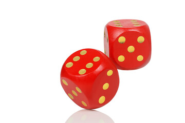 red wooden dice