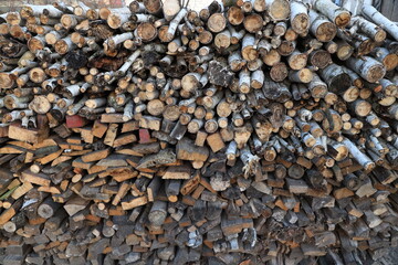 a pile of sawn wood