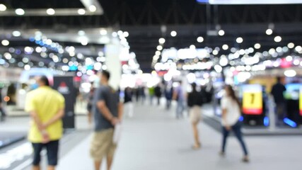 Abstract background blurred many people in the exhibition expo event or trade fair