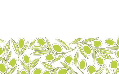 Olive branches. Sample. Background. Monochrome, stylized image. Close-up. There is free space for text. Vector illustration.