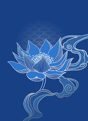 abstract blue illustration of lotus 