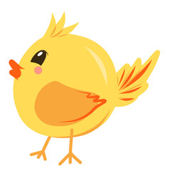 Yellow cartoon chicken illustration. Easter vector bird