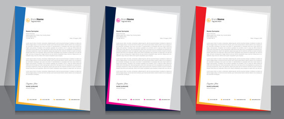 Letterhead format template, business style letterhead design template. Company letterhead template designs.