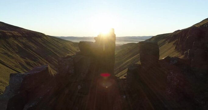 Aerial shot of a sunset at High cup nick