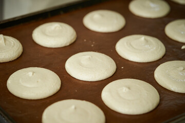 Obraz na płótnie Canvas Making macarons in the oven