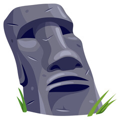 Moai on Easter island. Isolated vector cartoon stone sculpture. Ancient statues civilizations of atlantis and lemuria.